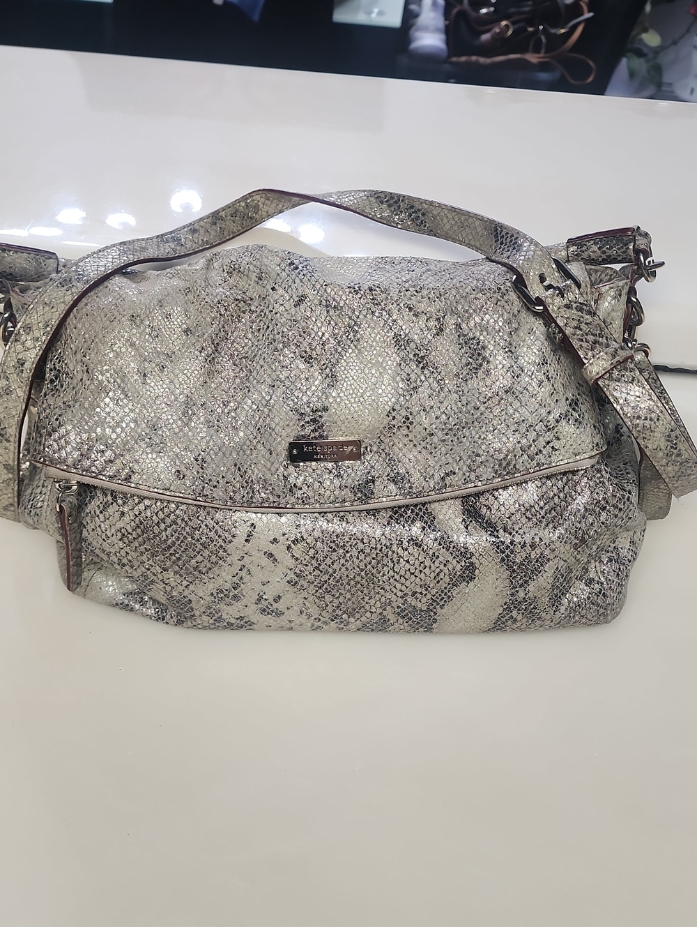 kate spade Metallic Snake-Print Shoulder Bag - Silver/Black